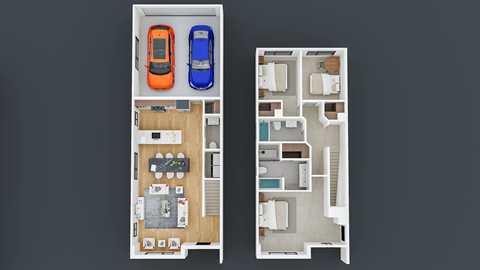 Floor plan for 3 beds, 2.5 baths, 1432 sqft